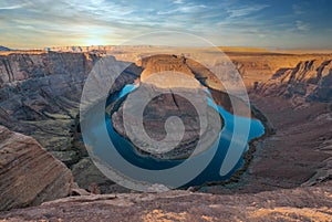 Arizona meander Horseshoe Bend of the Colorado River in Glen Canyon, beautiful landscape, picture for a postcard, big board,