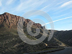 Arizona mountain side with a highway passing through