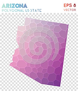 Arizona polygonal map, mosaic style us state.