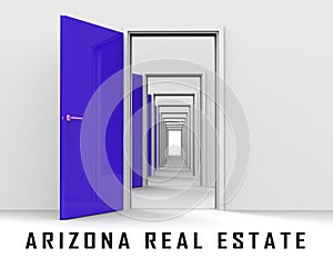 Arizona Real Estate Doorways Represent Purchasing Or Buying In Az Usa 3d Illustration