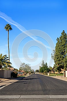 Arizona Residential Road in Warm and Sunny Winter