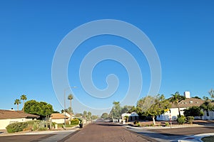 Arizona Residential Street in North-West Phoenix, copy space