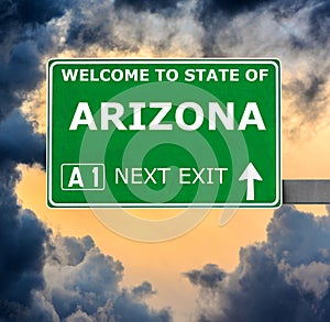 ARIZONA road sign against clear blue sky