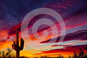 Arizona Saguaro cactus sunset