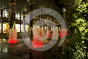 Arizona shopping mall Christmas Tree and lighted palm trees