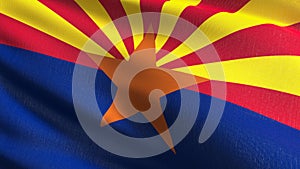 Arizona state flag in The United States of America, USA, blowing in the wind isolated. Official patriotic abstract design. 3D