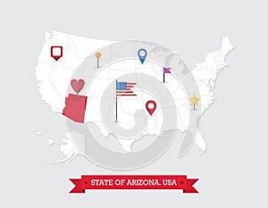 Arizona State map highlighted on USA map