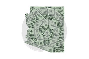 Arizona State Map and Money Concept, Hundred Dollar Bills