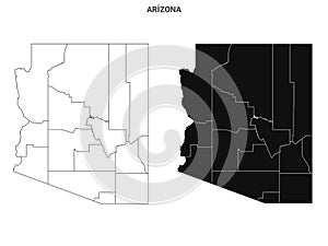 Arizona state outline County map set - United States