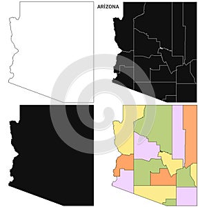 Arizona state outline County map set - United States