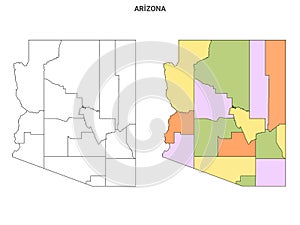 Arizona state outline County map set - United States