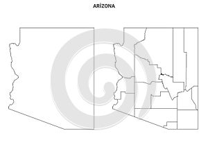 Arizona state outline County map set - United States