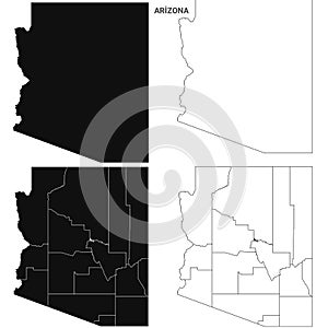 Arizona state outline County map set - United States