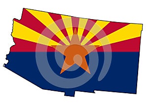 Arizona State Outline Map and Flag