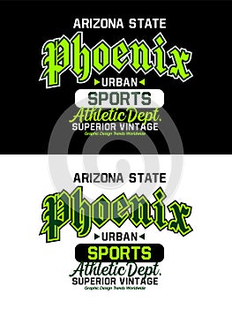 Arizona state Phoenix, vintage college varsity badge, urban athletic sports typography design style