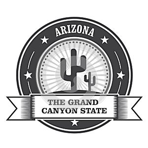 Arizona state round stamp with cactus