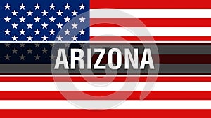 Arizona state on a USA flag background, 3D rendering. United States of America flag waving in the wind. Proud American Flag Waving