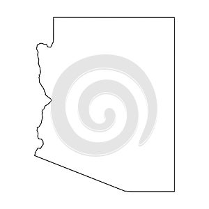 Arizona, state of USA - solid black outline map of country area. Simple flat vector illustration