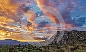 Arizona Sunrise Landscape With Mountains