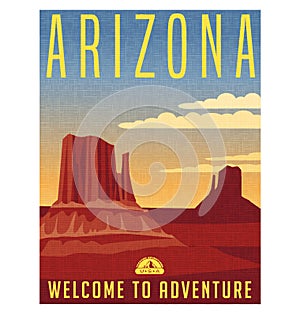 Arizona United States retro travel poster