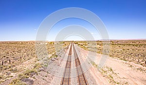 Railway tracks, desert background, Arizona USA