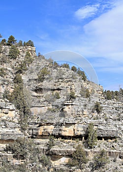 Arizona, Walnut Canyon: Canyon Wall with Ancient Cliff Dwellings