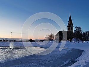 Arjeplog Church And lake Hornavan