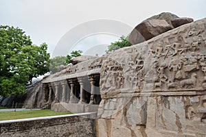 ArjunaÂ´s Penance, cave temple and rock relief in Mahabalipuram, South India