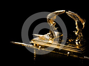 Ark of the covenant on a dark background / 3D illustration