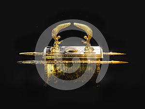Ark of the covenant on a dark background / 3D illustration photo