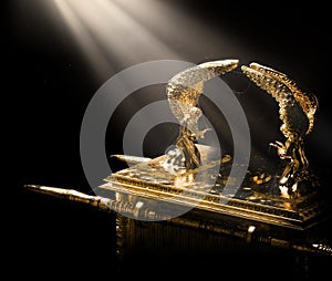 Ark of the covenant on a dark background / 3D illustration photo