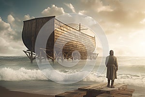 the Ark of Noah, a huge boat, salvation for the continuation of mankind, the chosen one, the way to paradise. God. Bible