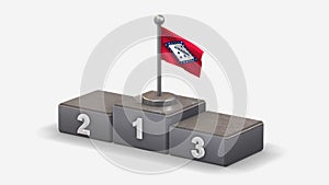 Arkansas 3D waving flag illustration on winner podium.