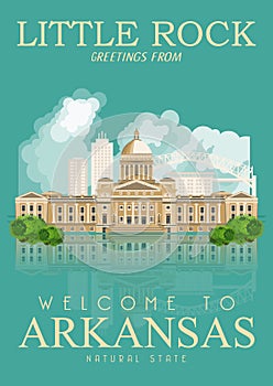 Arkansas american travel banner. Little Rock