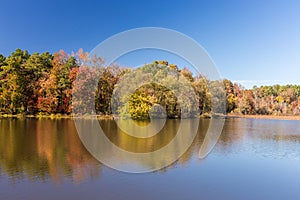 Arkansas fall landscape and lake in Petit Jean state park