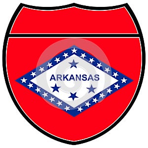Arkansas Flag In An Interstate Sign