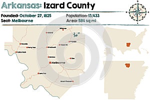 Arkansas, Izard county map