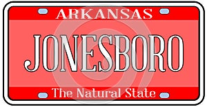 Arkansas State License Plate With City Jonesboro photo