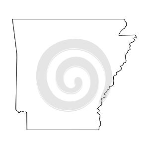 Arkansas, state of USA - solid black outline map of country area. Simple flat vector illustration