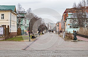 Pedestrian Chumbarova-Luchinskogo Avenue in Arkhangelsk, Russia