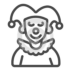 Arlequin, Clown in a hat line icon, theater concept, harlequin costume vector sign on white background, outline style photo