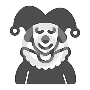 Arlequin, Clown in a hat solid icon, theater concept, harlequin costume vector sign on white background, glyph style photo