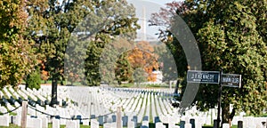 Arlington Cemetery and sign to JFK grave and Tomb of Unkown