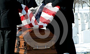 Arlington National Cemetery flag over casket