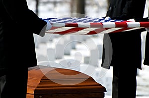 Arlington National Cemetery flag over casket