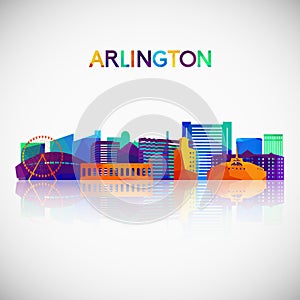 Arlington, Texas skyline silhouette in colorful geometric style. photo