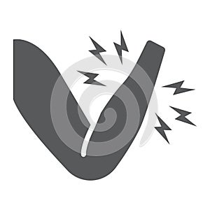 Arm ache glyph icon, body and pain, hand injury sign, vector graphics, a solid pattern on a white background.