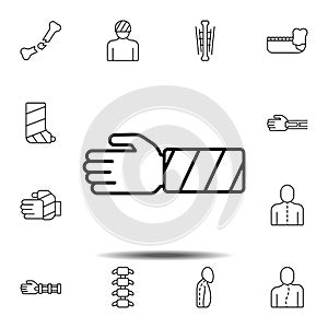 arm, break, bone, gypsum icon. Simple thin line, outline vector element of Bone injury icons set for UI and UX, website or mobile