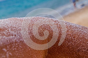 Arm covered by salt after bathing in the Dead Sea, Jord