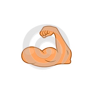 Arm emoji strong muscle flex bicep. Emoticon hand cartoon gym bodybuilder icon